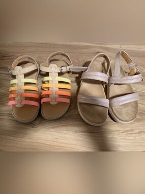 LAST CALL!!! Cat & Jack Girls' Pink Shimmer and Rainbow Stripe Sandals
